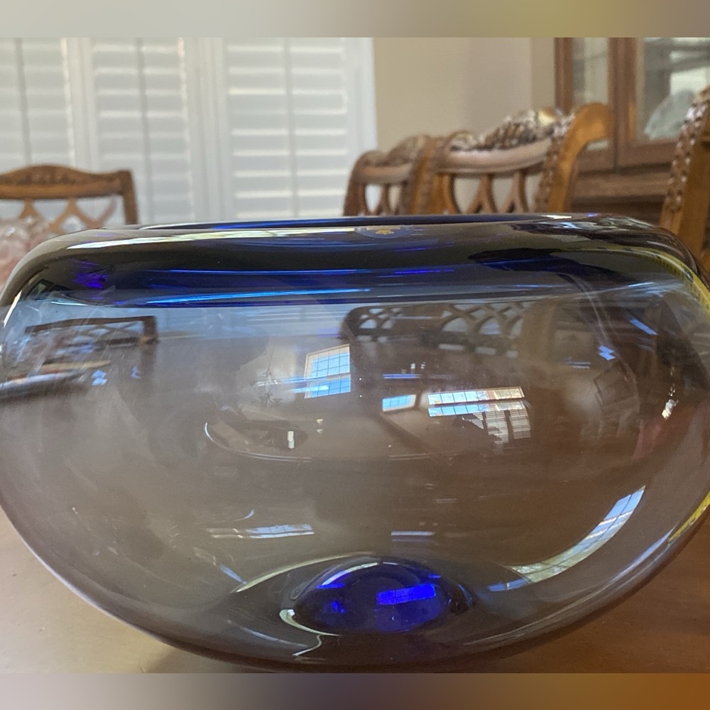 Per Lütken Mid-Century Holmegaard Blue Glass Bowl for Royal Copenhagen Murano - Picture 7 of 9